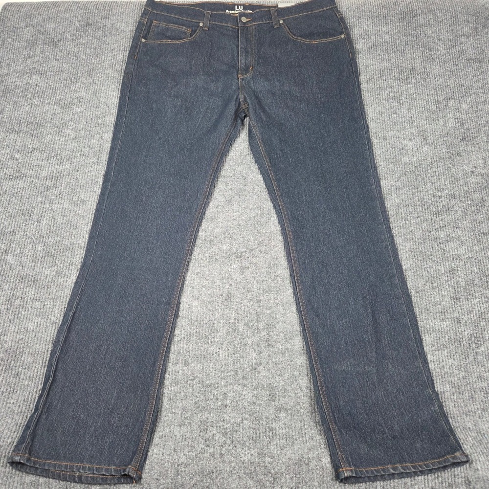 Linea Uomo Premium Denim NWT Mens 42x36 Blue Straight Leg Jeans LU-J5000SBT